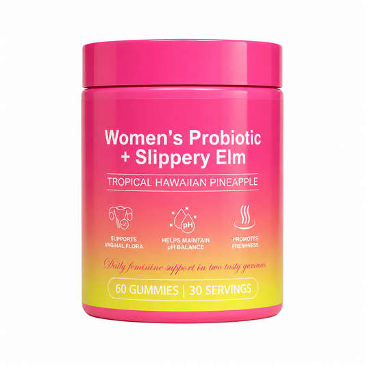 Women's Probiotic Gummies with Slippery Elm & Probiotic Blend – Tropical Hawaiian Pineapple | 60 Gummies (30 Servings)