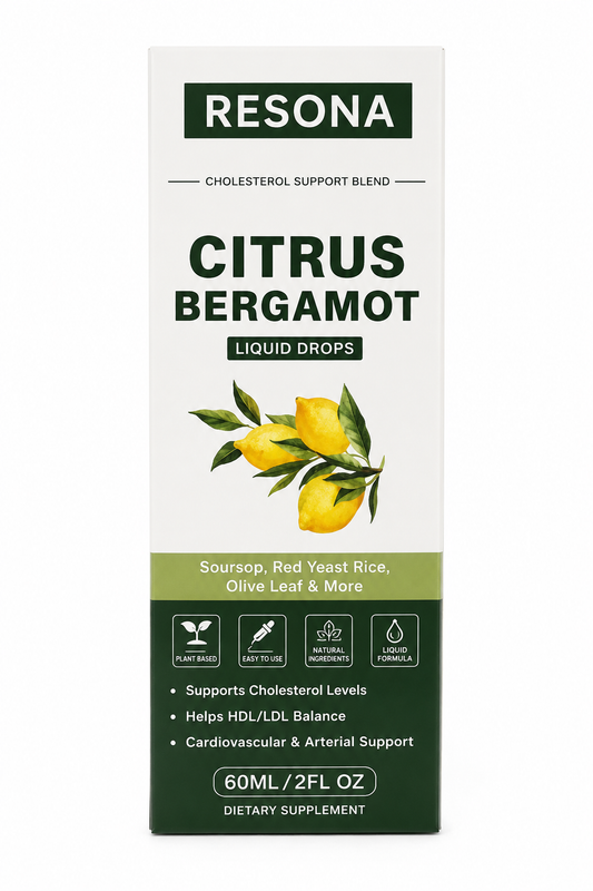 Resona Citrus Bergamot Liquid Drops with Red Yeast Rice & Olive Leaf Extract – 60ml (30 Servings)